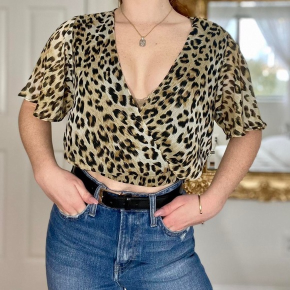 Bloomingdale’s “Aqua” Cheetah-Print Blouse - Picture 1 of 4